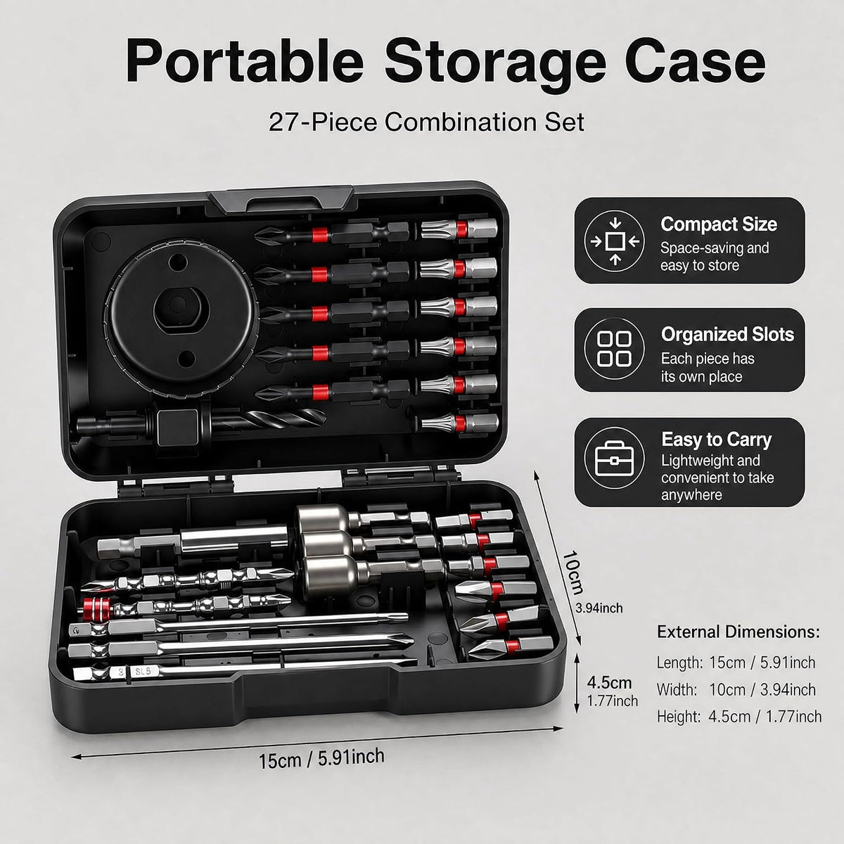 27‑in‑1 Magnetic Screwdriver Bit Set, Hex Socket Tool Kit