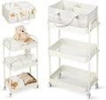 Fortella Baby Diaper Caddy, 3 Tier Rolling Cart for Baby Essentials, Beige