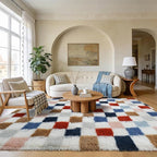 Shag Area Rug for Bedroom Living Room, 6x9 Fluffy Soft Colorful Checkered Rug - Image 2