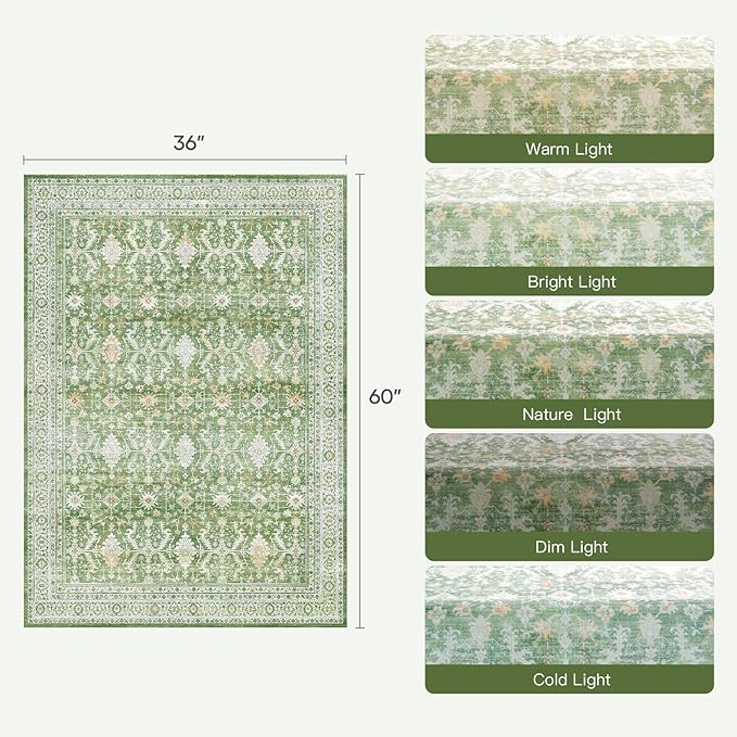Lofus 3x5 Area Rug for Entryway, Light Green Non Slip Area Rugs for Kitchen - Image 2