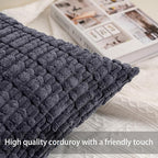 Pack of 2 Corduroy Decorative Throw Pillow Covers 26x26 InchSoft Striped Pillow - Image 2