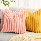 decorUhome Summer Cozy Faux Fur Throw Pillow Covers 24x24 Set of 2 Decorative - Image 8
