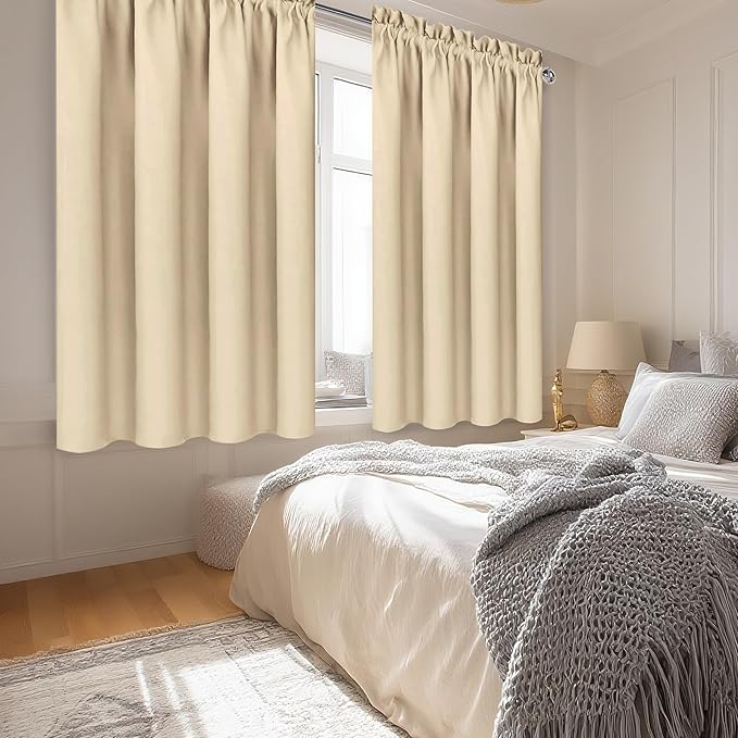 DWCN Beige Curtains for Bedroom Thermal Insulated Room Darkening Drapes for - Image 2