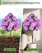 BLOSMON Hydrangea Topiary Trees Artificial for Outdoor, Pink, 2 Packs