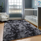 ONASAR Area Rugs for Bedroom Living Room, Fluffy Tie-Dyed Dark Grey 4x6 Indoor - Image 8