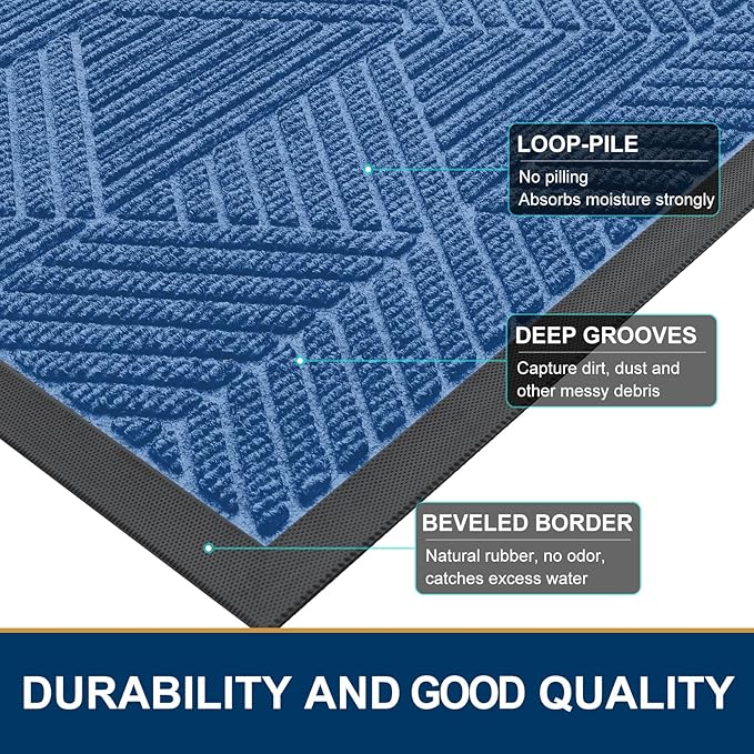 Smiry Half Circle Front Door Mat Outside Entrance, Heavy Duty Sturdy Natural - Image 4