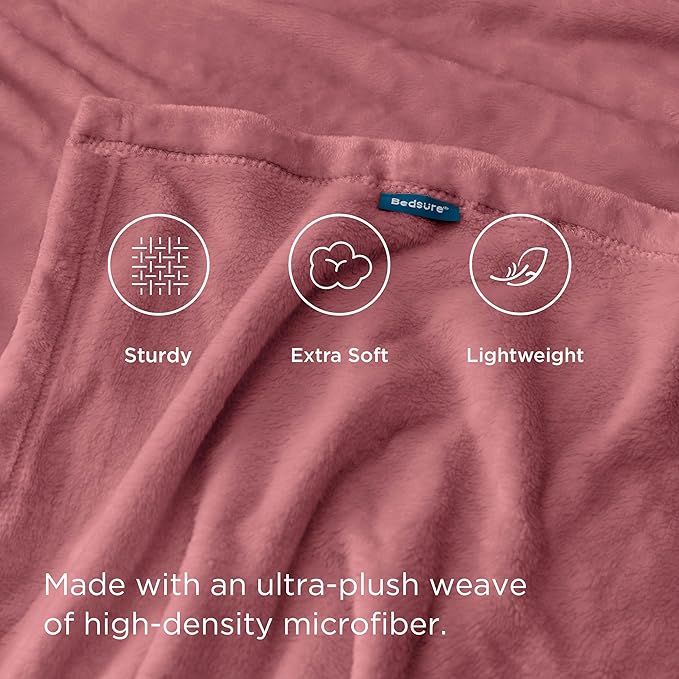 Bedsure GentleSoft Fleece Blankets Twin Size Dusty Rose - Image 4