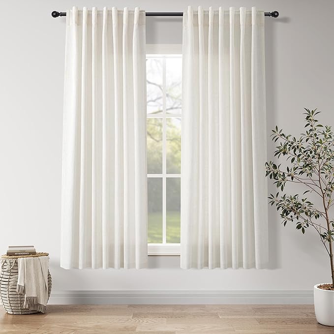 Nanspring Natural Linen Curtains 63 Inch Length by Nanspring