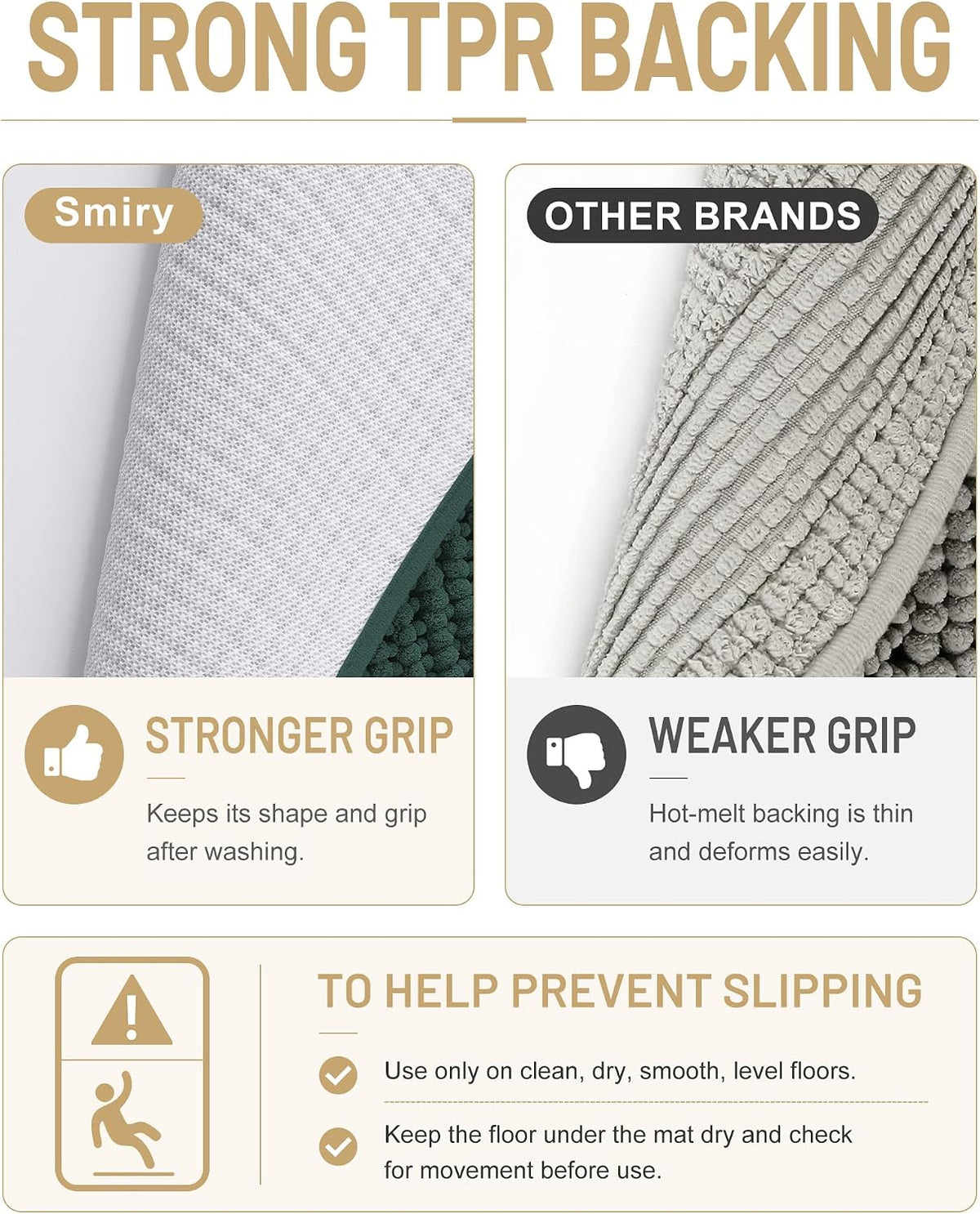 Smiry Thick Bathroom Rugs 24x16, Extra Soft Absorbent Chenille Bath Mat