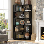 Armocity Corner Book Shelf, 6-Shelf L Shaped Corner Bookshelf with Baffle