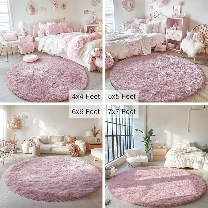 OLANLY Blush Round Rugs for Bedroom - Image 9