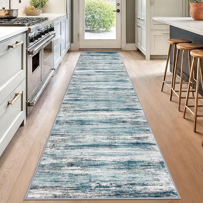 KOZYFLY Modern Abstract Hallway Runner Rug, 2.6x12 Washable Rug Runner Non-Slip - Image 3