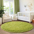 6‘x6’ Grass Green Round Rug for Bedroom, Ultra Soft Fluffy Circle Rug for Kids - Image 2
