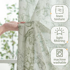 jinchan Linen Floral Curtains for Living Room 84 Inch Long Sage Green Printed - Image 3