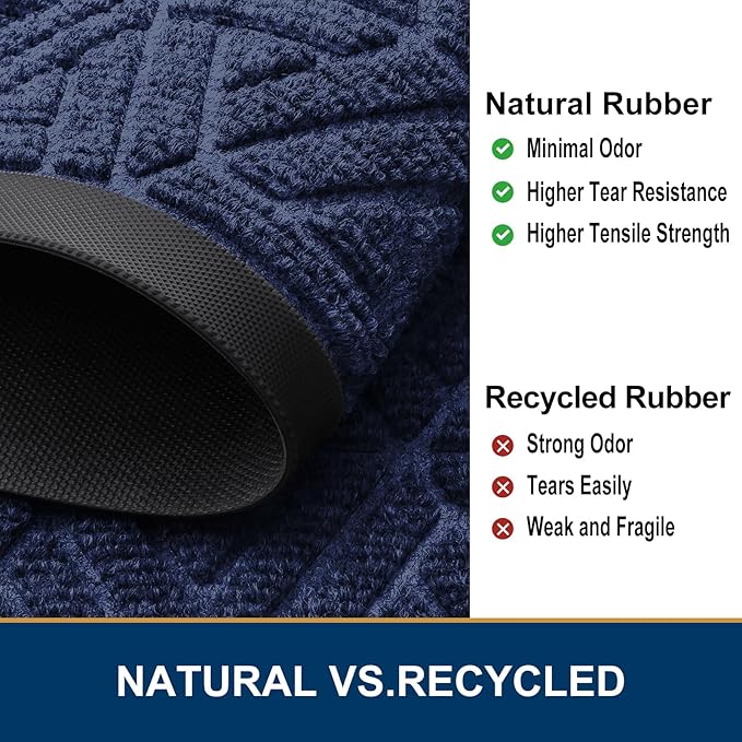 Smiry Front Door Mat Outside Entrance, Heavy Duty Sturdy Natural Rubber Doormat - Image 4