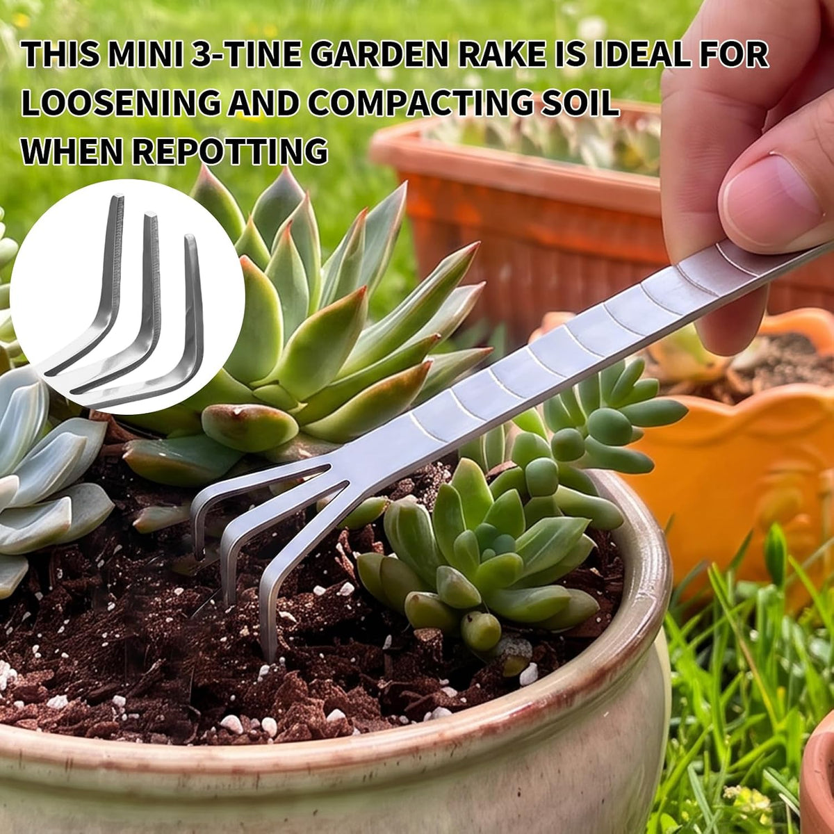 Root Hook Small Hand Rake Potted Plants Care, Repotting Root Rake Claw Hook