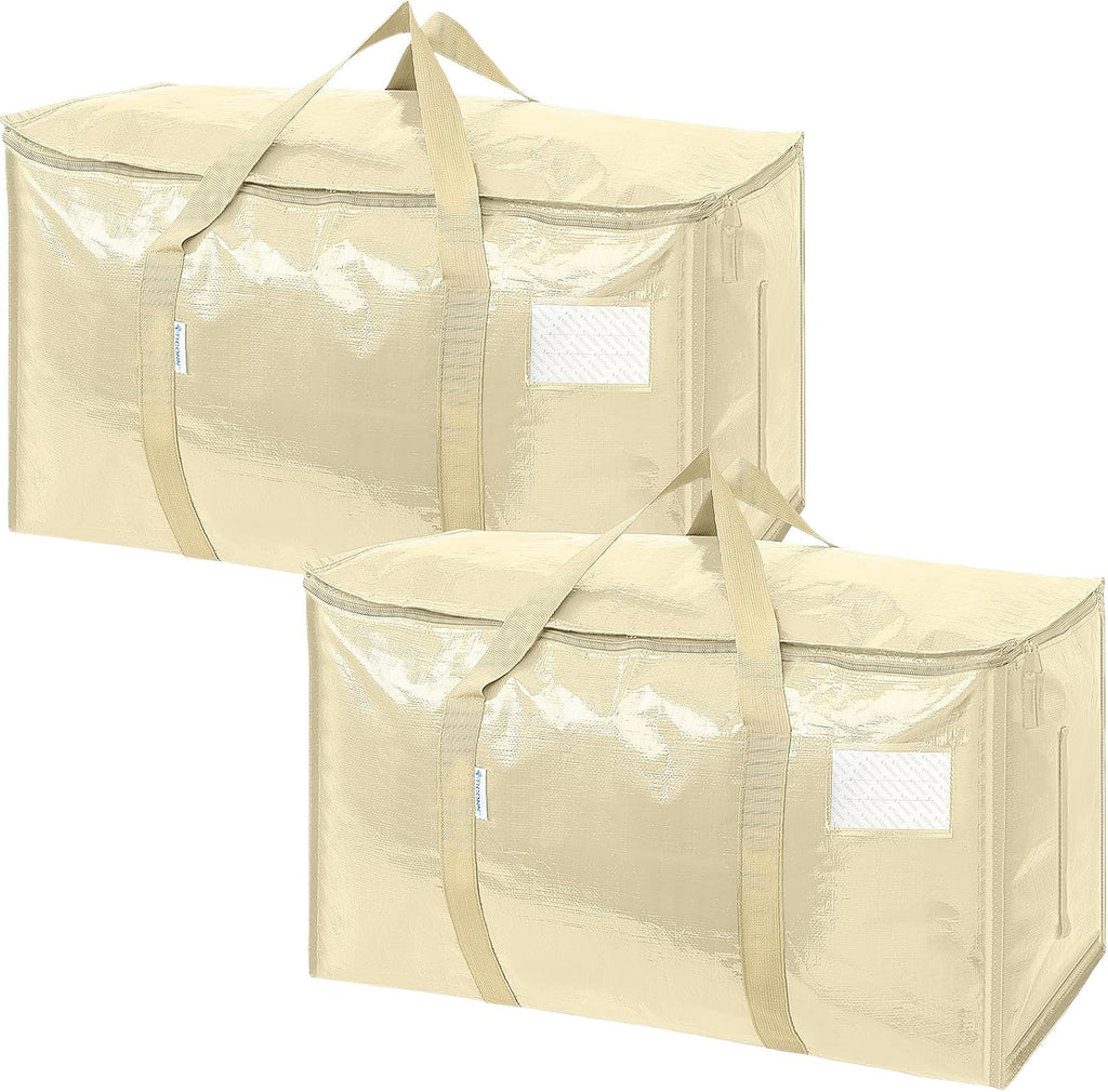 TICONN 8 Pack Extra Large Moving Bags Heavy Duty with Zippers & Carrying Handles, Durable Storage Bags Moving Boxes for Closet Organizers and Storage (8 Pack, Blue)