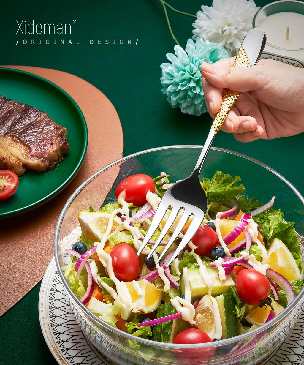 Premium Hammered 18/10 Stainless Steel Serving Utensil Set, 7-Piece