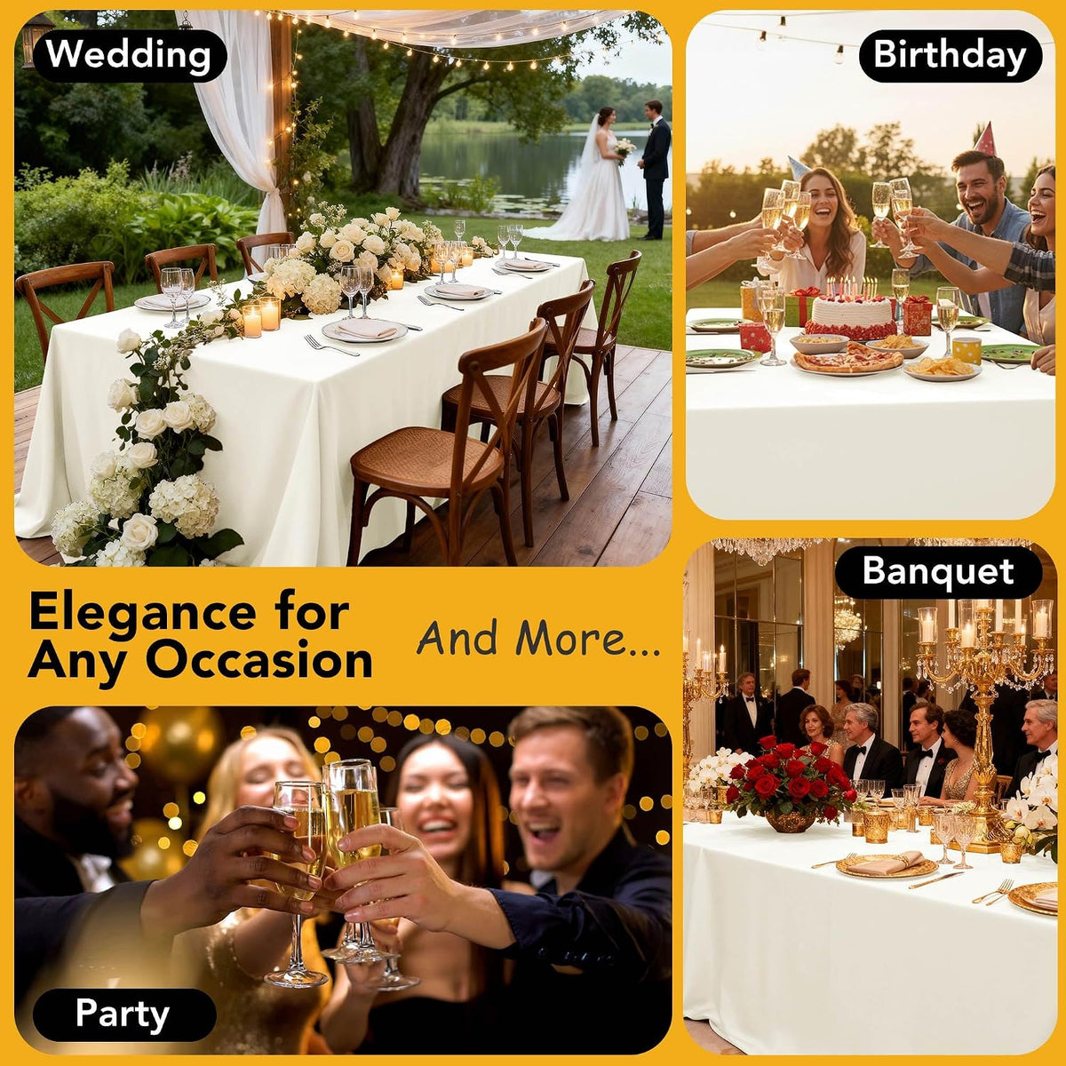 10-Pack Ivory Tablecloths for Rectangle Tables, 60 x 102 Inches