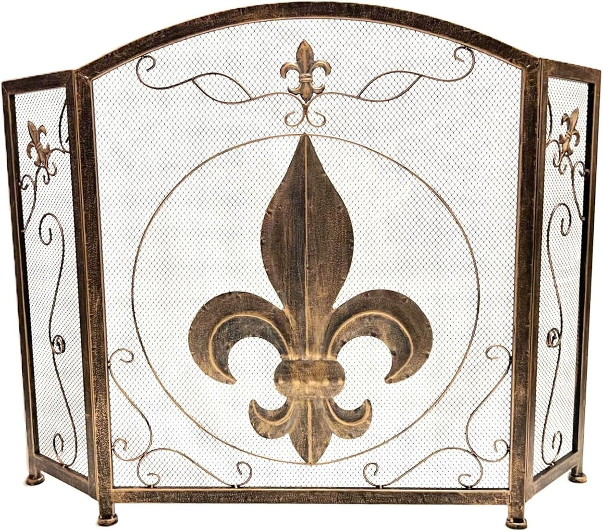 BestGiftEver 3-Panel Fireplace Screen- Fleur De Lis Design Vintage