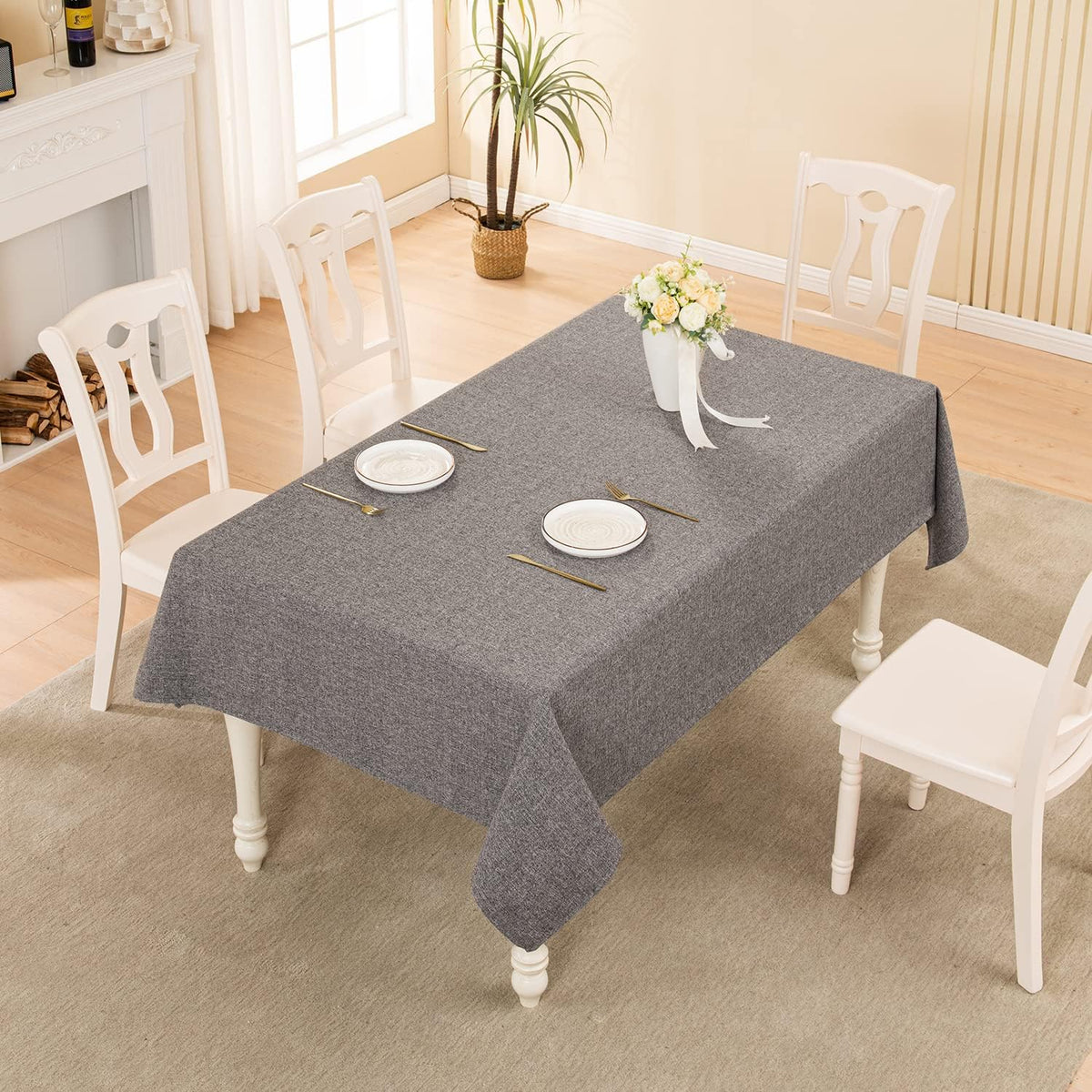 BALCONY & FALCON Rectangle Table Cloth Waterproof Gray 70"x55"