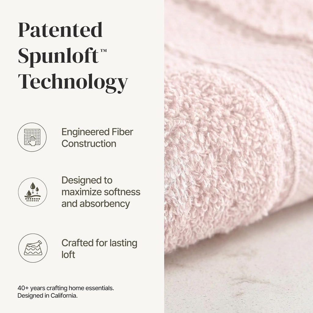 Modern Threads Spun Loft 6 Piece Bath Towel Set – 2 Bath Towels, 2 Hand Towels & 2 Washcloths – 100% Cotton, 600 GSM, Plush, Soft & Absorbent (Blush)