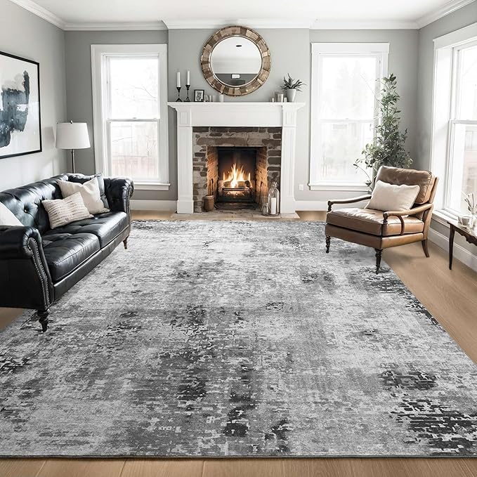 Living Room Rug 6x9 Gray Area Rug Machine Washable Boho Carpet Non Slip - Image 8