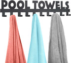 Pool Towel Rack Outdoor with 10 Hooks - 32 Inch Wall Mount - Rust-Proof
