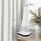 Guken Off White 100% Blackout Linen Curtains 90 Inch Length 2 Panels Set - Image 4