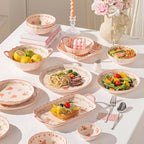 Ceramic Dinnerware Set, Series Kavara Ⅱ, (Pink Peach Blossom)
