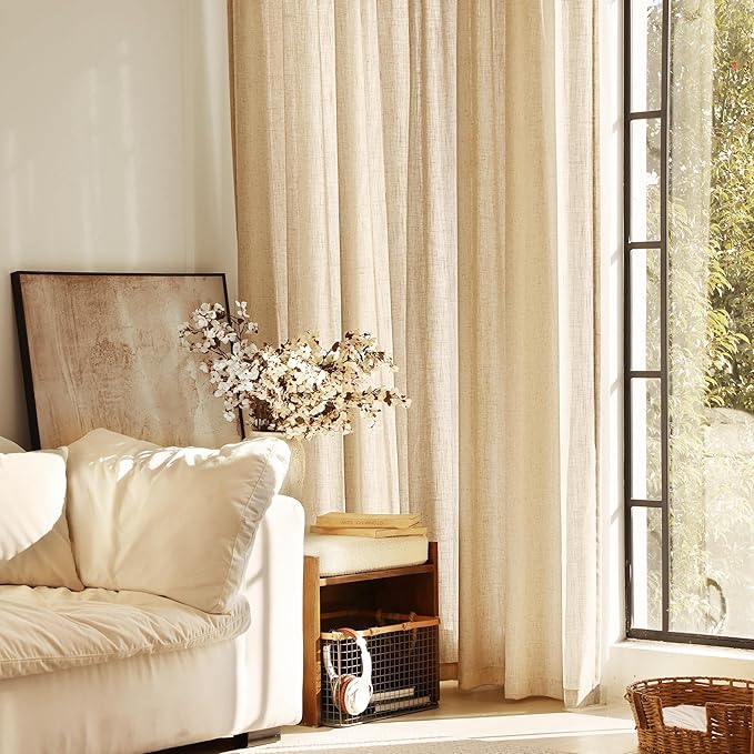 Tan Linen Curtains 108 inches Long - Image 5
