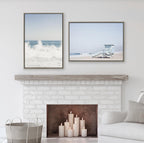 Kate and Laurel Sylvie Pale Blue Life Guard Tower Framed Canvas Wall Art by Caroline Mint, 23x33 Gray, Chic Coastal Wall Decor
