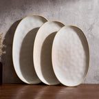 famiware Serving Platters Set of 3 Sizes - Oval, Cappuccino White