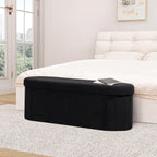 B FSOBEIIALEO 43.3" Sherpa Ottoman with Storage for Living Room, Black