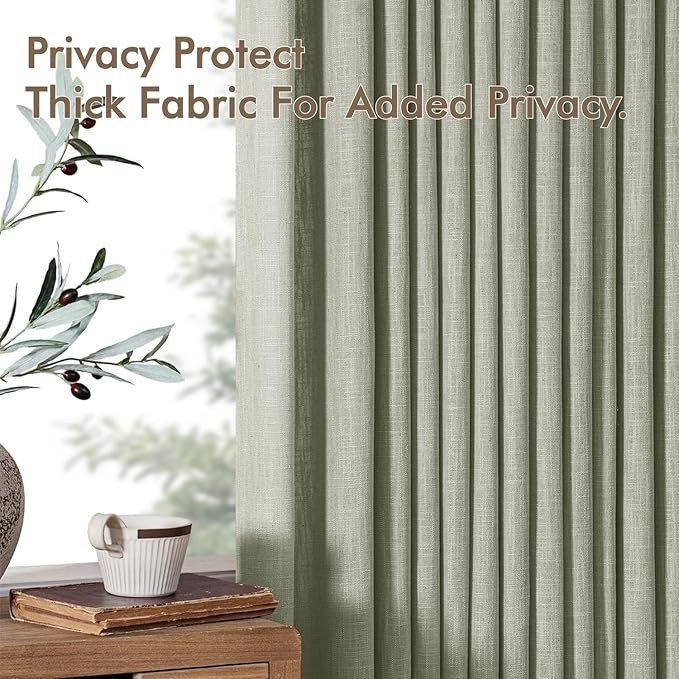 MIULEE Pinch Pleated Thick Linen Curtains 84 Inches Long 2 Panels - Image 7