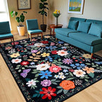 10x12 Area Rugs for Living Room: Floral Washable Rug Vintage Large Soft Boho - Image 2
