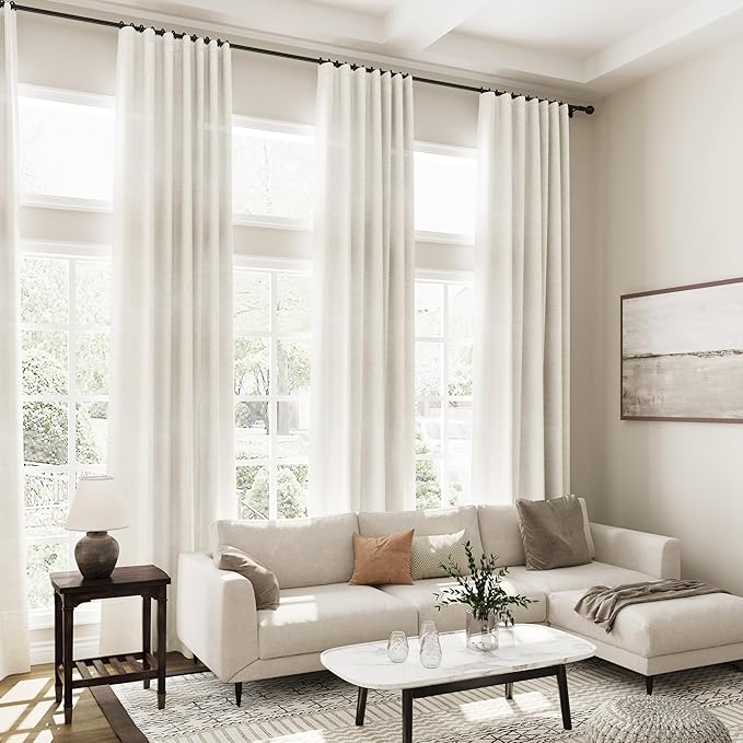 Cream Linen Curtains 119 Inches Long - Image 7