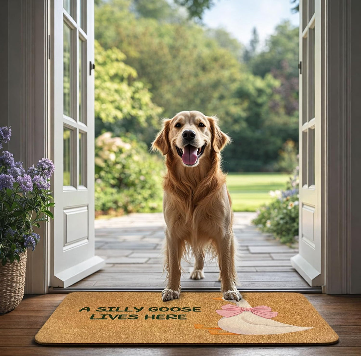 A Silly Goose Lives Here Door Mat