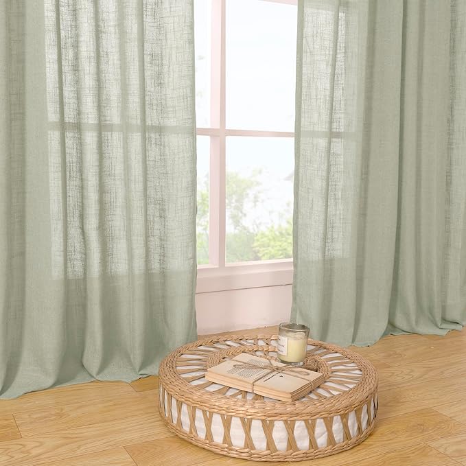 LAMIT Sage Grey Linen Curtains 90 Inch - Image 9
