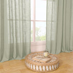 LAMIT Sage Grey Linen Kitchen Curtains 30 Inch Length, Semi Sheer Light - Image 9