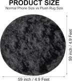 5x5 ft Tie Dye Black Round Rug for Bedroom Room Fluffy Circle Rug Furry Carpet - Image 2