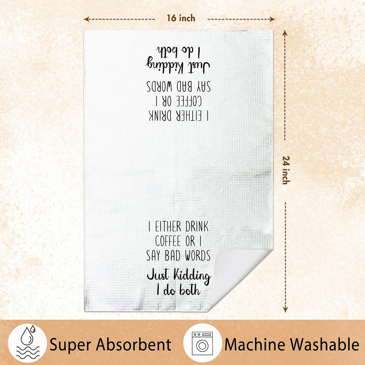 Funny Kitchen Towels with Saying I Either Drink Coffee or I Say Bad Words Dish Towel for Kitchen Bar Decor Tea Towel Coffee Lovers Gifts Reusable Flour Sack Towels 16x24 Inches - DH616