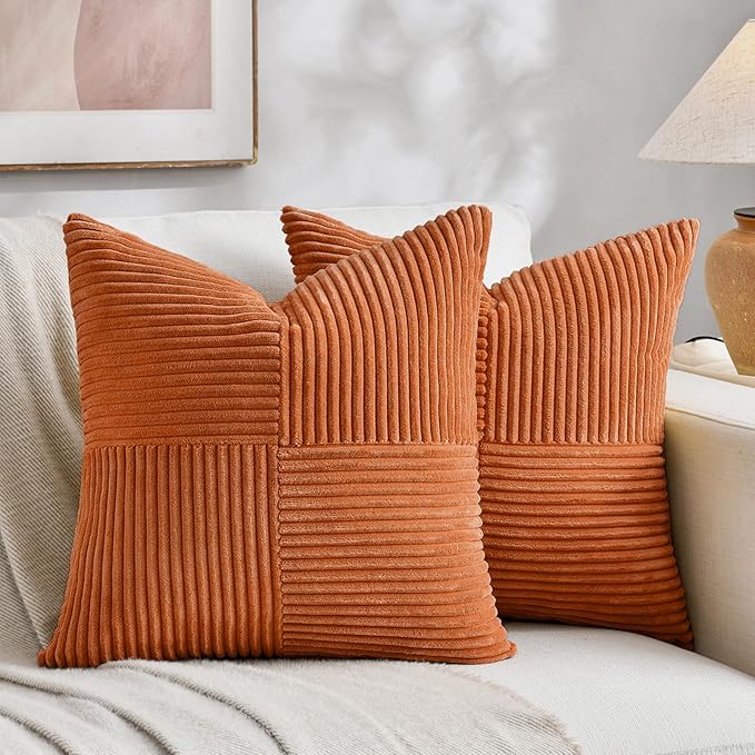 Fancy Homi 2 Packs Burnt Orange Big Decorative Throw Pillow Covers 24x24 Inch by Fancy+Homi