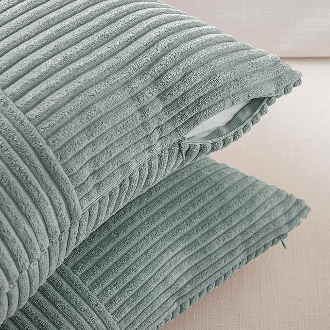 Fancy Homi 2 Packs Grey Blue Decorative Throw Pillow Covers 20x20 Inch - Image 4