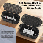 Oval Rattan Style Cable Management Box, Cable Organizer Button Loop Closure