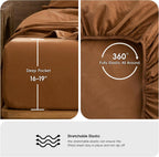 MooMee Sheet Set 100% Washed Cotton Linen-Like Extra Deep Pocket Queen
