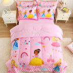 lasoftan Kids' Princess Bedding Set, Pink Princess, Full, 7-Piece