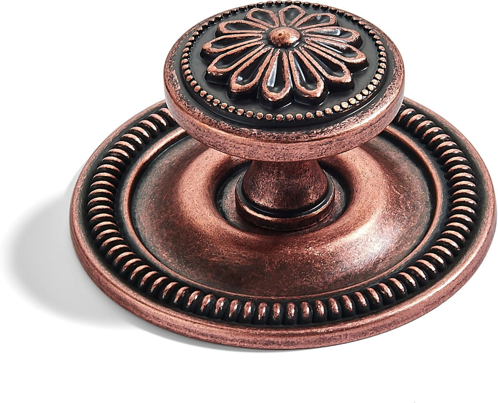khtumeware 2 Pack 2.5 Inch Oil Rubbed Bronze Cabinet knobs with Backplate,Vintage Backplate for Cabinet knobs and Drawer knobs, Bi-Fold Door Knobs