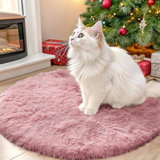 OLANLY Pale Pink Round Rugs for Bedroom by OLANLY