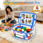 6 Pack Large Clear Toy Storage Bag with Name Tag, Waterproof PVC Toy Organizer Bags with Zipper & Manual Pocket, Toy Storage Organizer for Lego Bricks, Building Blocks, Board Games, Kid Book (6 Color)
